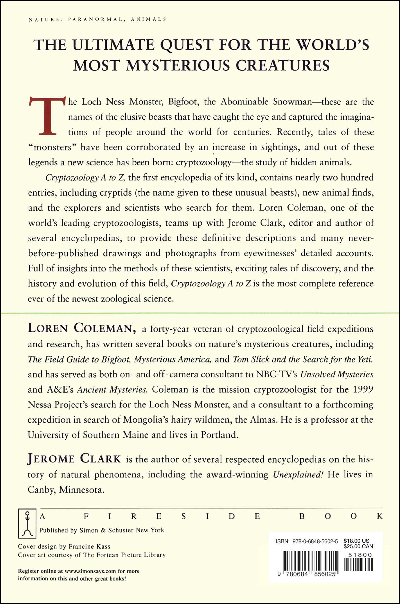 Cryptozoology A to Z: The Encyclopedia of Loch Monsters Sasquatch Chupacabras 