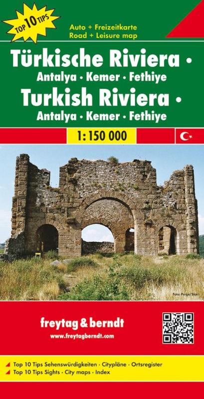 Turkish Riviera - Antalya - Kemer - Fethiye Road Map 1:150 000