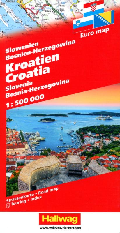 Kroatien, Slowenien, Bosnien-Herzegowina Strassenkarte 1:500 000