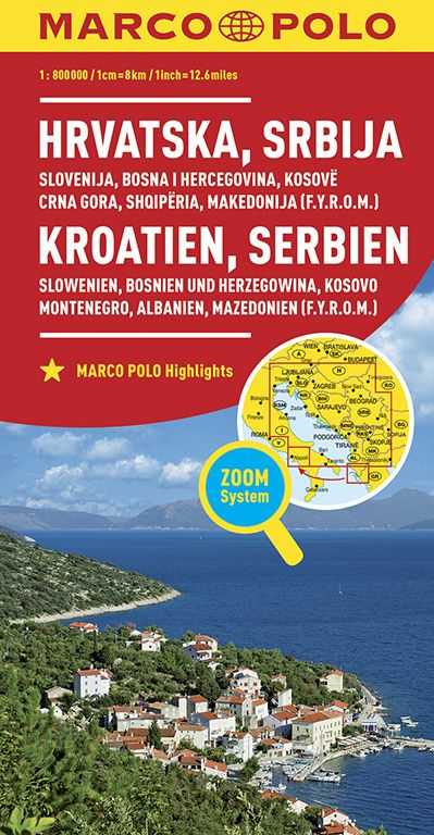 MARCO POLO Länderkarte Kroatien, Serbien, Bosnien und Herzegowina 1:800 000