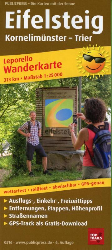 Wanderkarte Eifelsteig, Kornelimünster - Trier 1 : 25 000