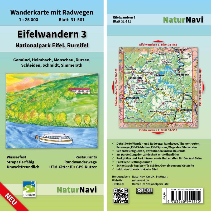 Eifelwandern 3 - Nationalpark Eifel, Rureifel 1 : 25 000