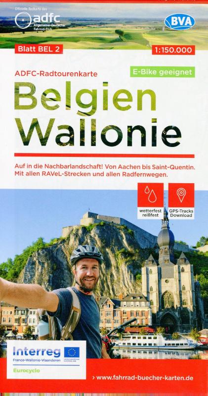 ADFC-Radtourenkarte BEL 2 Belgien Wallonie 1:150.000, reiß- und wetterfest, E-Bike geeignet, GPS-Tracks Download