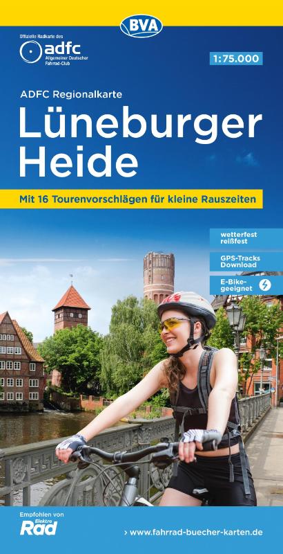 ADFC-Regionalkarte Lüneburger Heide, 1:75.000, mit Tagestourenvorschlägen, reiß- und wetterfest, E-Bike-geeignet, GPS-Tracks Download