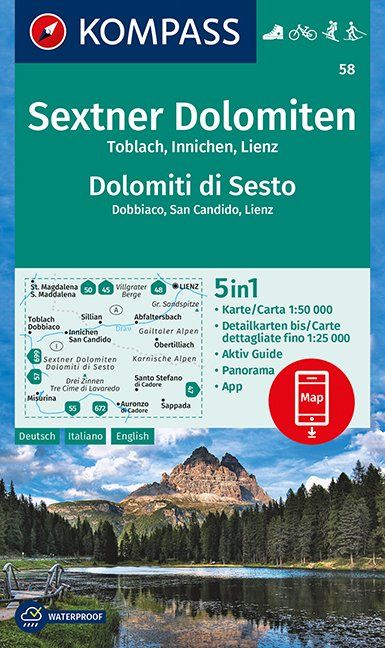 Sextner Dolomiten, Dolomit di Sesto, Toblach, Dobbiaco, Innichen, San Candido, Lienz 1:50 000