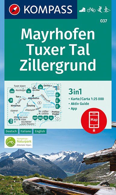 Mayrhofen, Tuxer Tal, Zillergrund 1:25 000