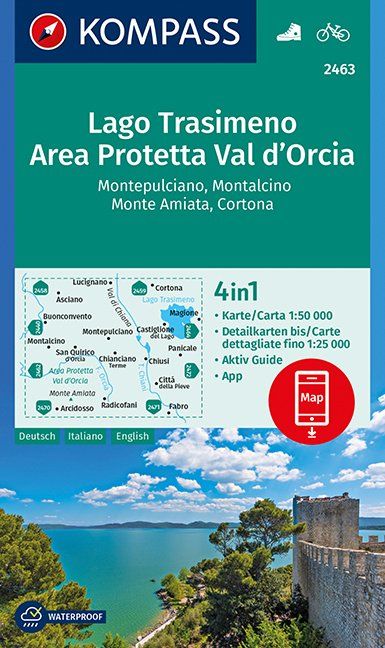 Lago Trasimeno, Area Protetta Val d' Orcia, Montepulciano, Montalcino, Monte Amiata, Cortona 1:50 000