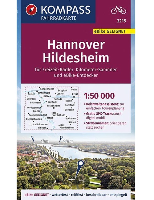 KOMPASS Fahrradkarte Hannover, Hildesheim 1:50.000, FK 3215