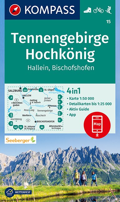 KOMPASS Wanderkarte Tennengebirge, Hochkönig, Hallein, Bischofshofen 1:50 000