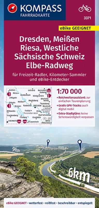 KOMPASS Fahrradkarte 3371 Dresden, Meißen, Westliche Sächsische Schweiz 1:70.000