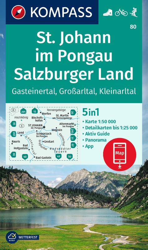 KOMPASS Wanderkarte 80 St. Johann im Pongau, Salzburger Land 1:50.000