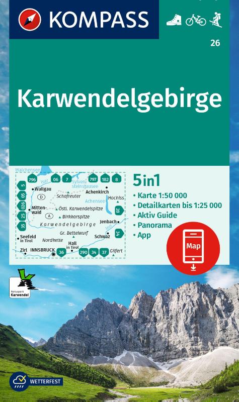 KOMPASS Wanderkarte 26 Karwendelgebirge 1:50.000