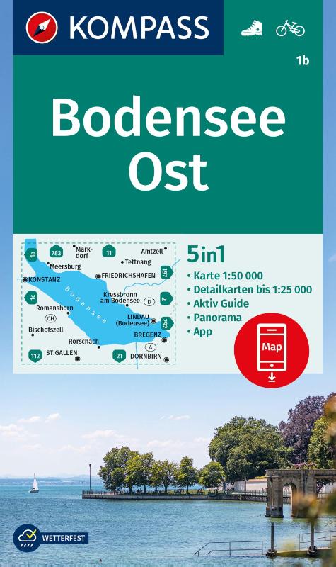 KOMPASS Wanderkarte 1b Bodensee Ost 1:50.000