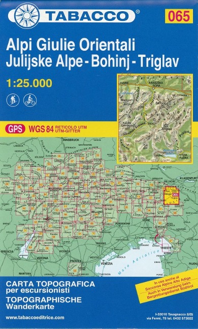 Tabacco Wandern 1 : 25 000 Alpi Giulie Orientali-Bohinj-Triglav