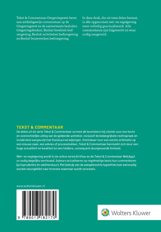 image for Tekst & Commentaar Omgevingswet