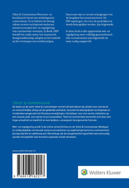 image for Tekst & Commentaar Personen- en Familierecht