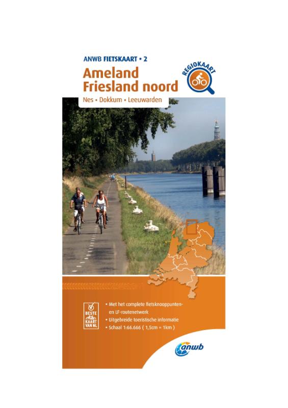 Fietskaart Ameland, Friesland noord 1:66.666