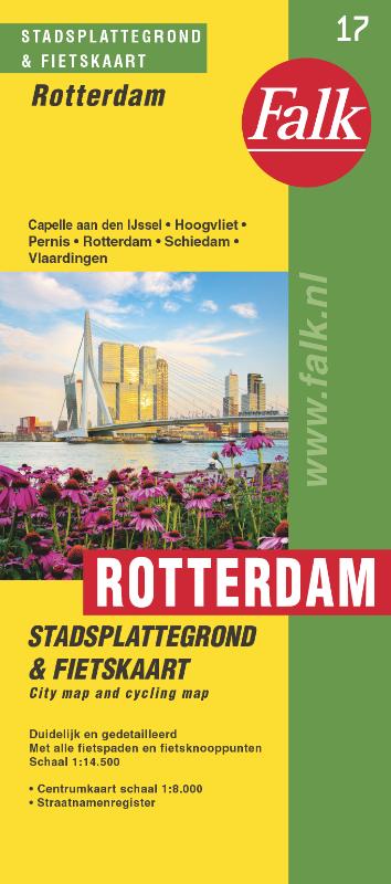 Falk stadsplattegrond & fietskaart Rotterdam e.o. 2016-2018, 48e druk met fietsknooppunten (Capelle, Vlaardingen, Hoogvliet, Schiedam)