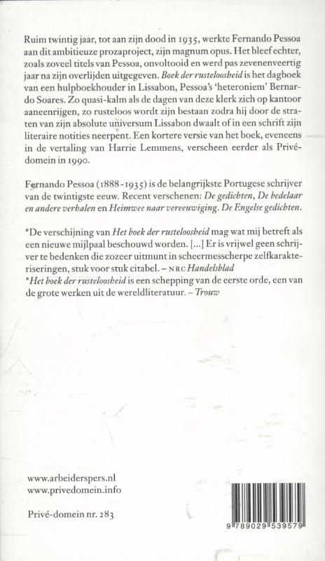 image for Boek der rusteloosheid