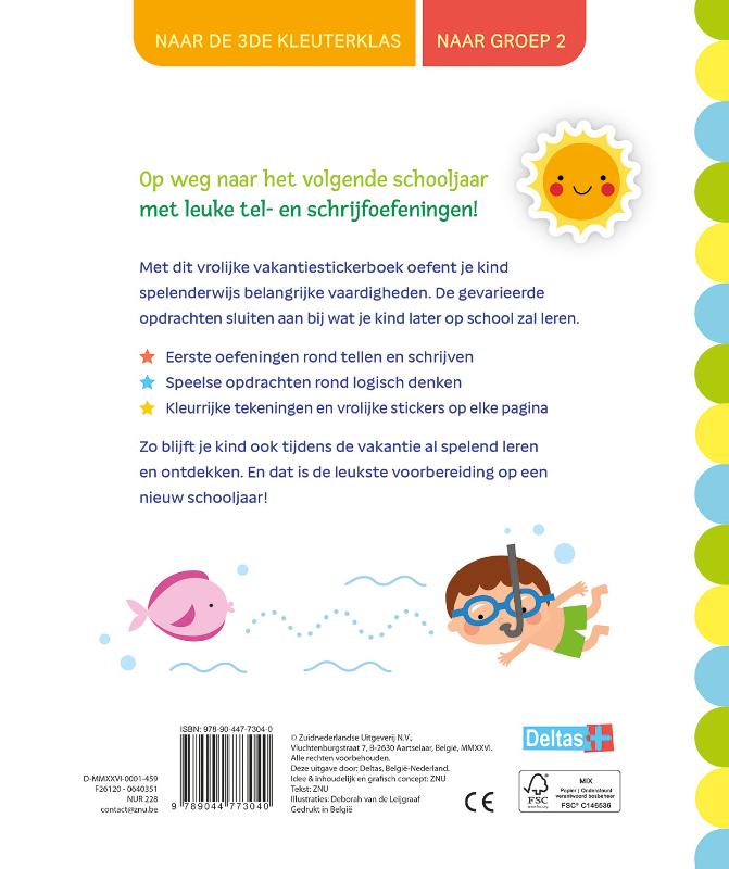 image for Vakantie oefenboek met stickers (naar de 3de kleuterklas / naar groep 2)