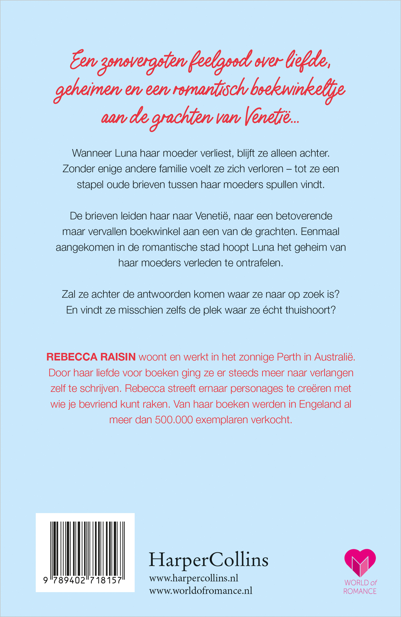 Het boekwinkeltje in Venetië Een stapel mysterieuze brieven. Een reis naar Venetië. Een onvergetelijk avontuur