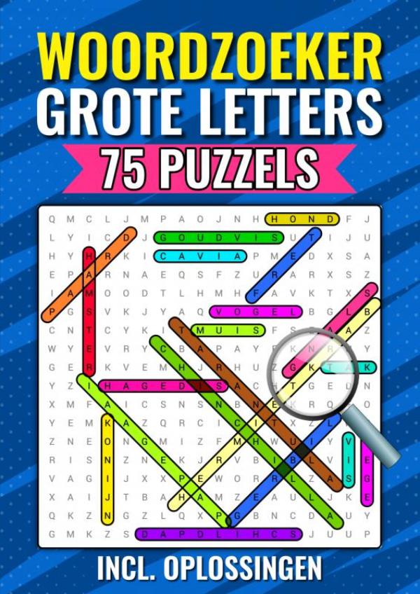 Woordzoeker Grote Letters, 75 Puzzels Incl. Oplossingen