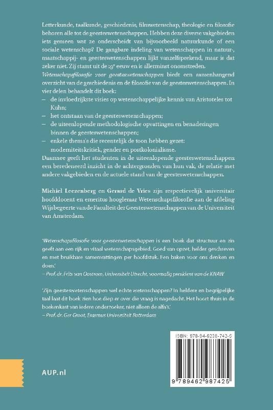 image for Wetenschapsfilosofie voor geesteswetenschappen