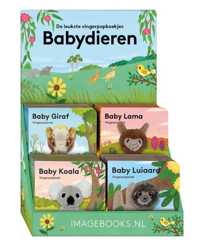 Display Vingerpopboekjes 4Tx4E Babydieren