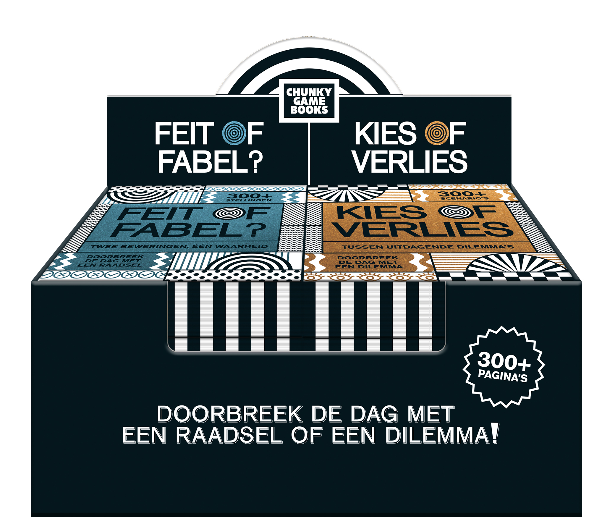 Display Superdikke spelboeken 2 x 4 ex. Doorbreek de dag met een raadsel of dilemma