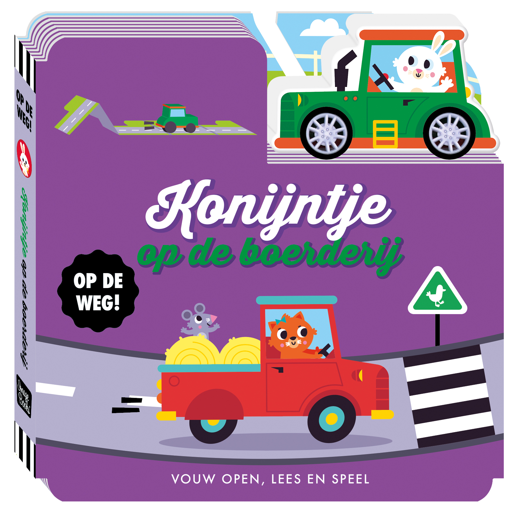 Op de weg - Konijntje op de boerderij Vouw open, lees en speel