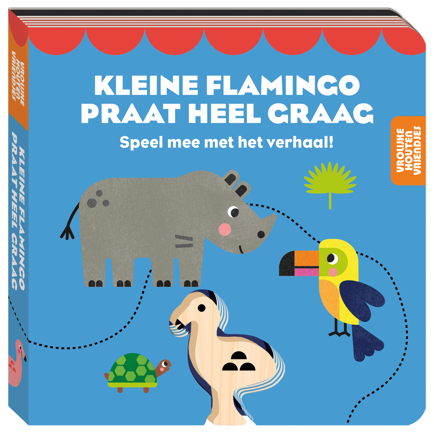 Vrolijke houten vriendje - Kleine flamingo praat heel graag 
