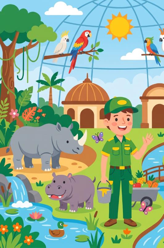 image for De dierenverzorger in de dierentuin