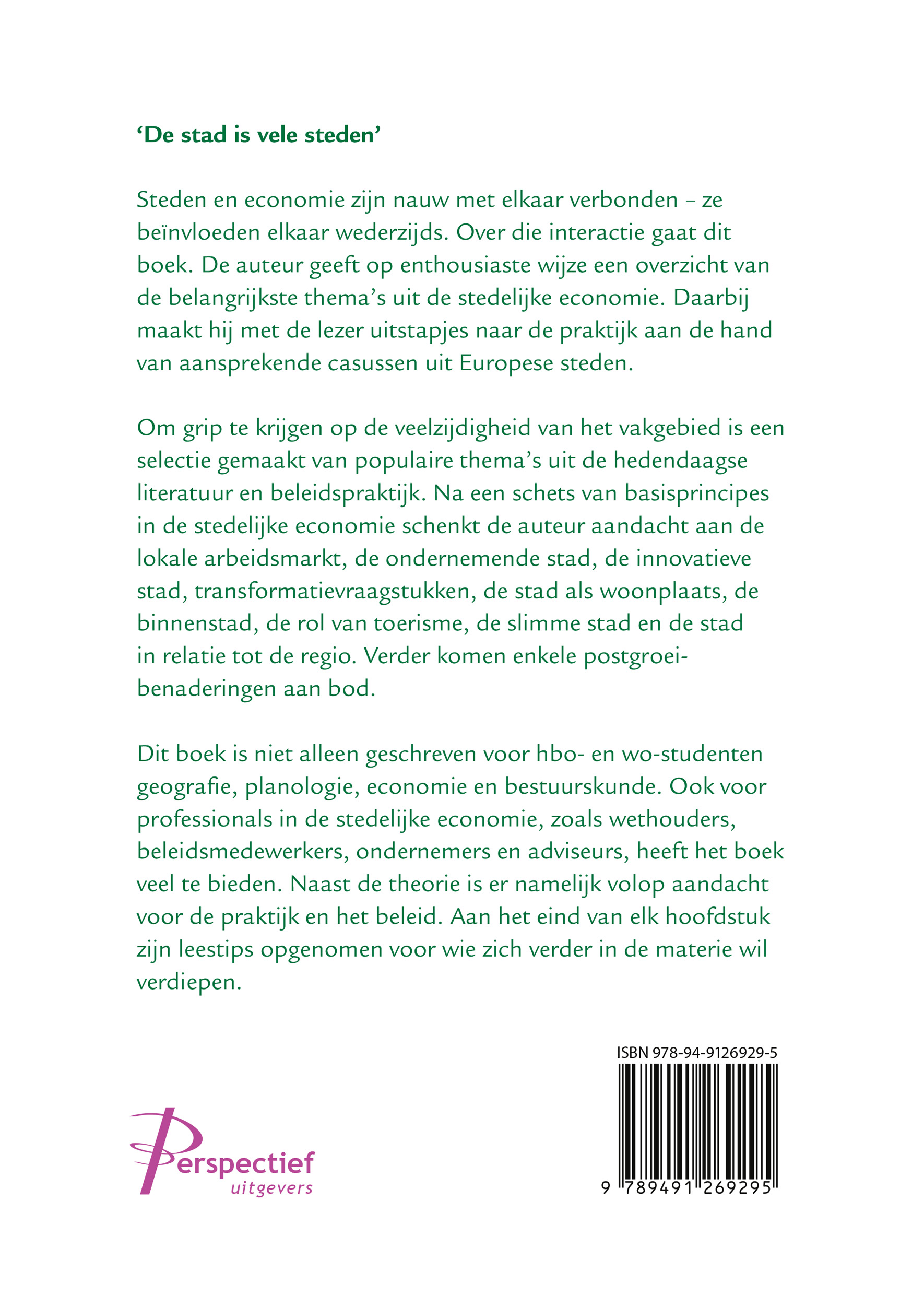 Handboek stedelijke economie Theorie, praktijk en beleid